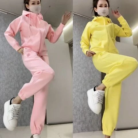 D春秋新款韩版连帽卫衣女时尚洋气休闲套装两件套