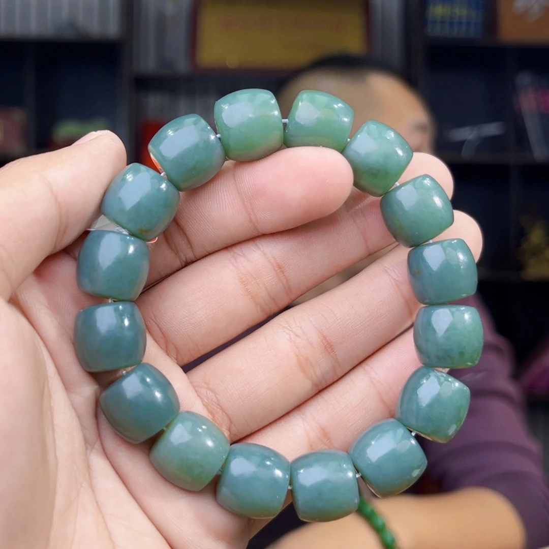 和田玉未镶嵌手串天然和田玉新疆且末料正蓝卡14直切