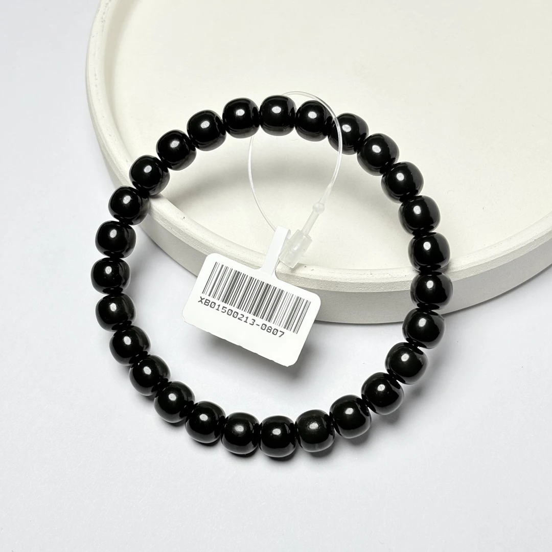 【吉玉0213-0807】和田玉黑青手串7x8mm