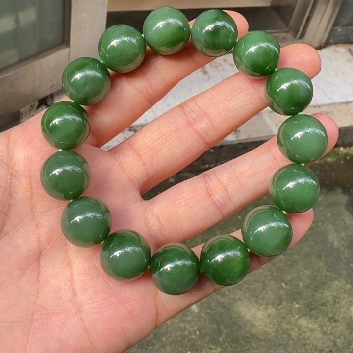 和田玉未镶嵌颈饰粉阳绿15