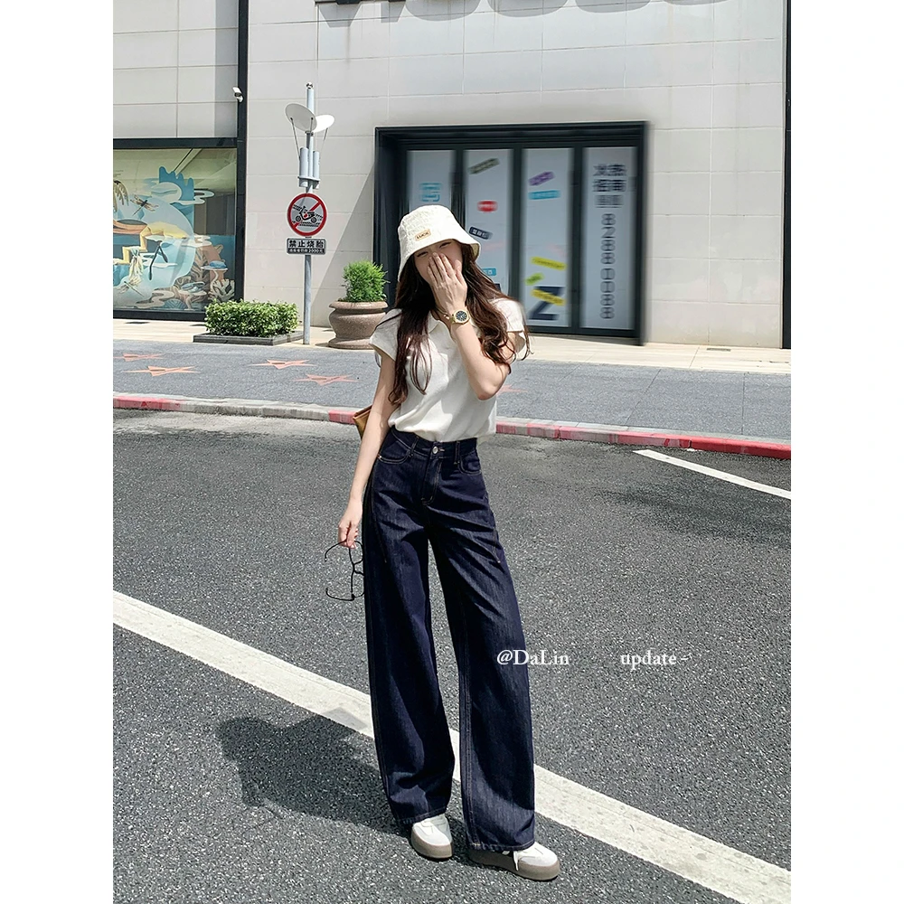 DUOXINIU/多喜牛/DaLin新款阔腿弯刀牛仔裤窄版显瘦裤子双11好物