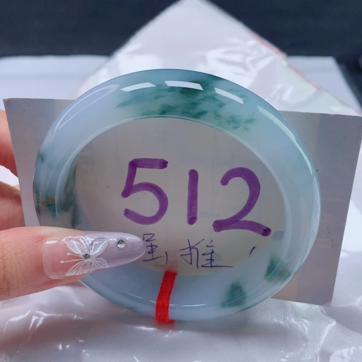 翡翠手镯未镶嵌圈口5657 宽版飘花
