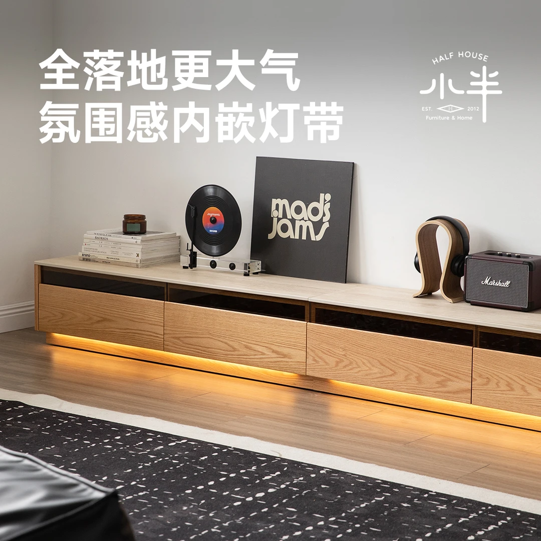 实木电视柜橡木北欧日式原木小户型客厅储物落地