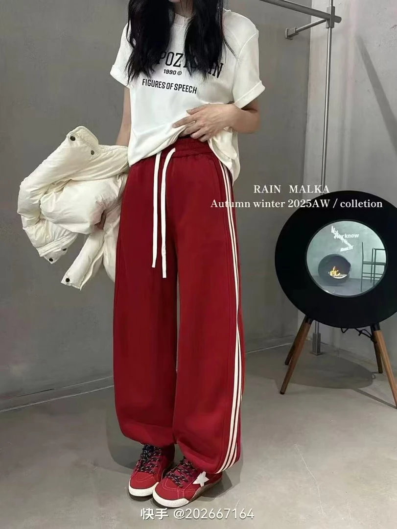 35051*高腰冬季长裤加绒休闲裤卫裤百搭显瘦宽松