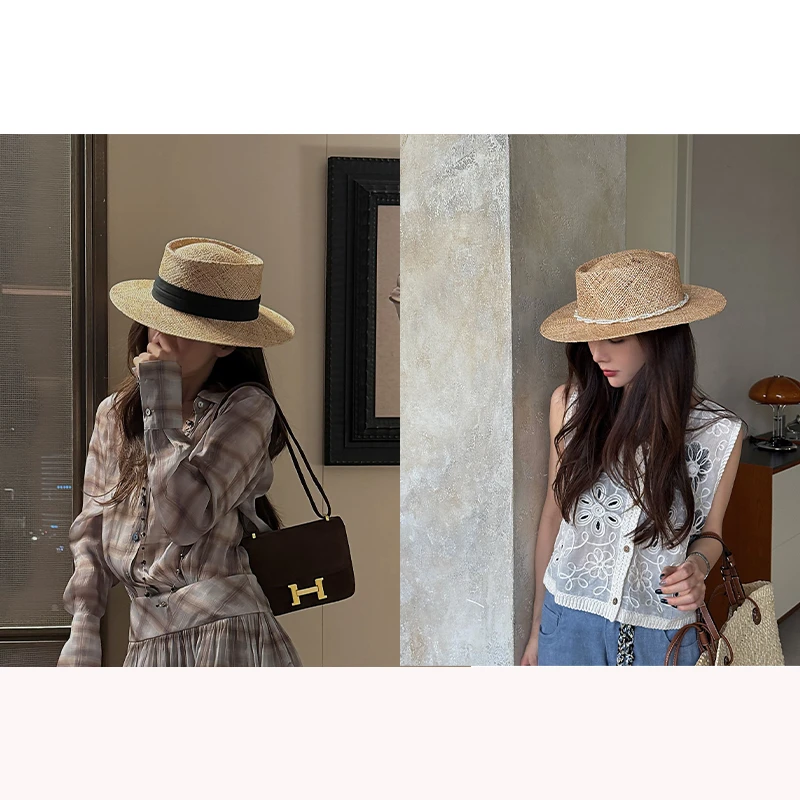 芝芝【织屿漫歌】手工草编织带装饰森系度假设计感遮阳宽檐礼帽