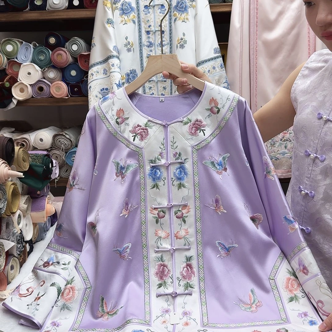 苏绣太太服8胸围110衣长65