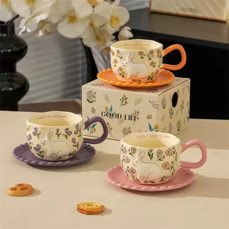 轻奢高级感陶瓷咖啡杯家用高颜值马克杯女生礼物伴手礼杯碟套装
