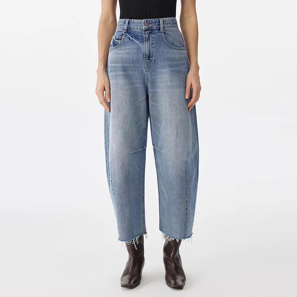 【江南订单】25春夏新品斜纹牛仔裤宽松棉质高腰休闲阔腿M405