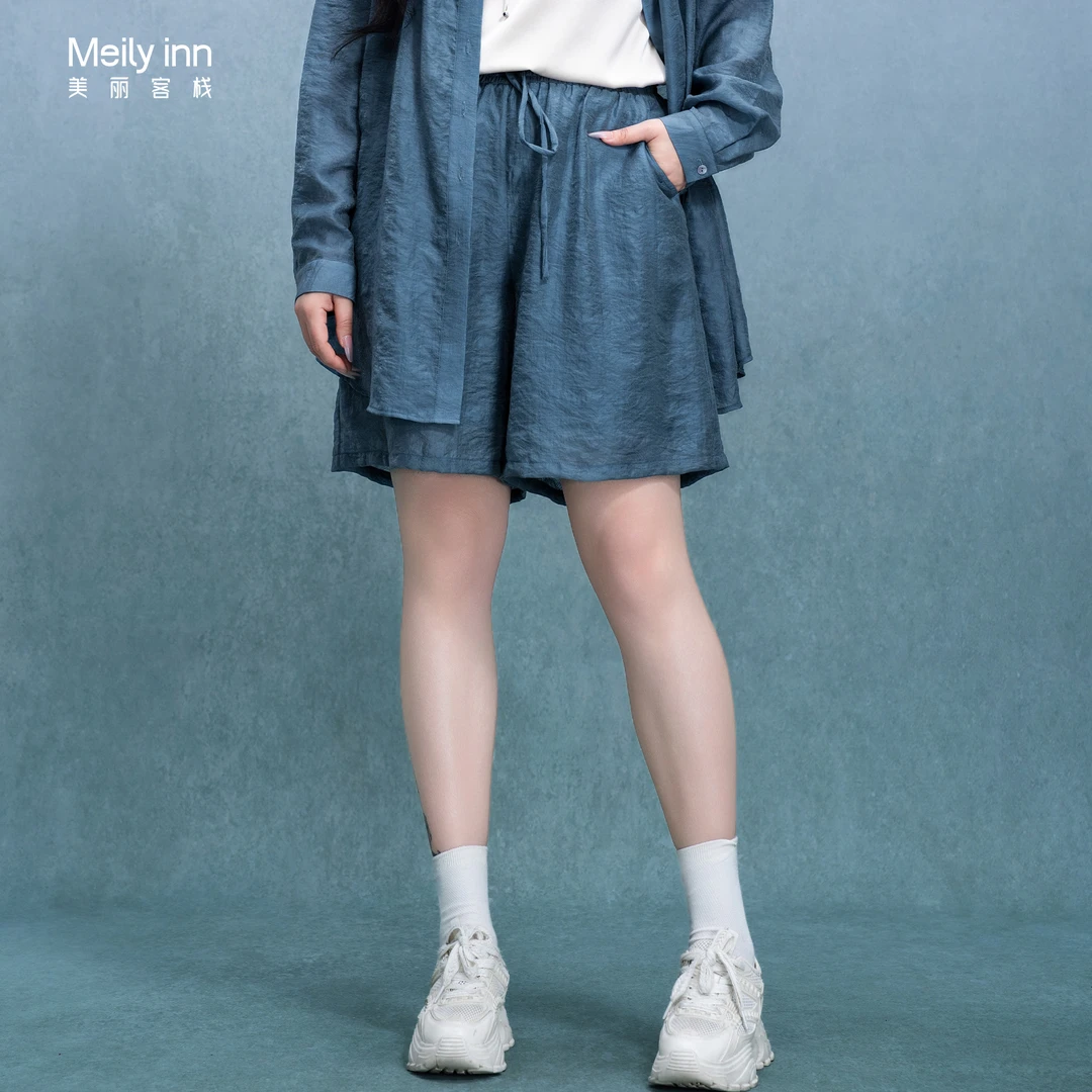 美丽客栈原创高端大码女装加肥加大天丝提花短裤套装胖mm显瘦短裤