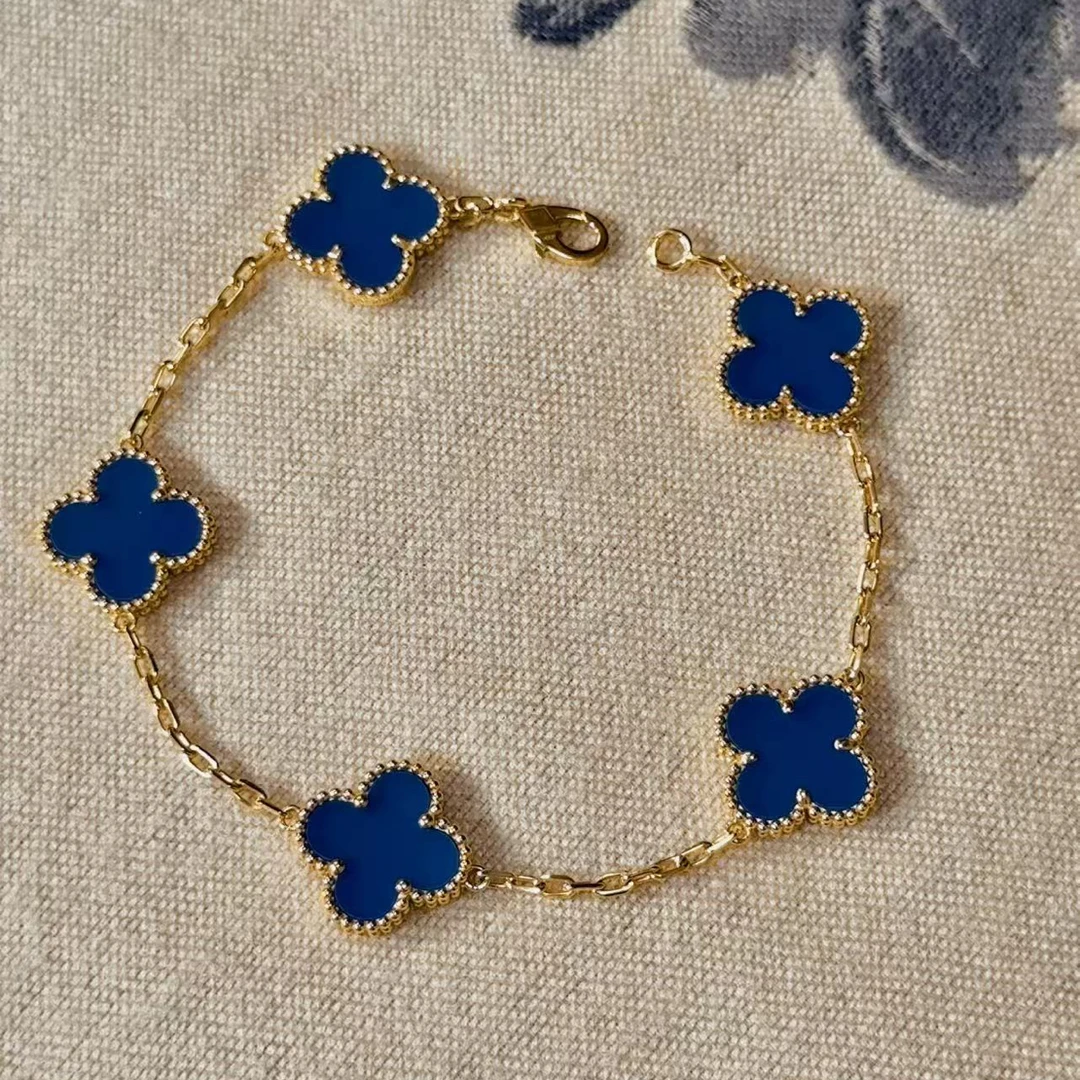 18k金k黄蓝玛瑙五花手链