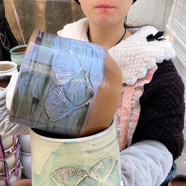 紫砂花盆瑕疵口17高17