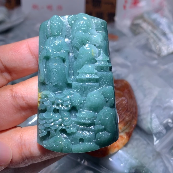 翡翠未镶嵌颈饰保真天然A货翡翠