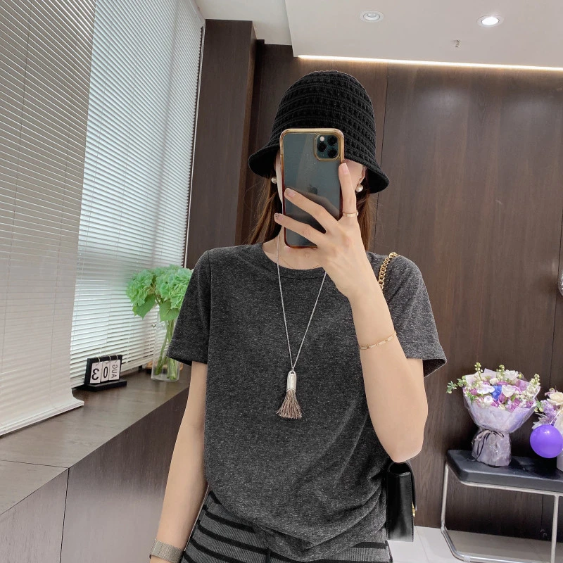 IMFLY金小金自制女装 T恤DYW8899春夏季简约短袖打底衫内搭上衣