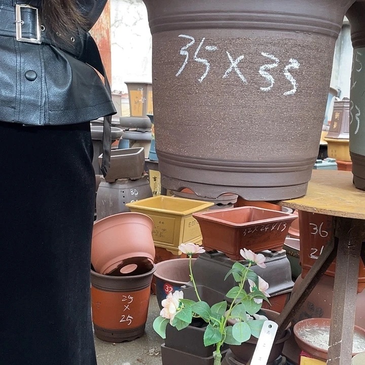 35拉毛高栏花盆紫砂花盆