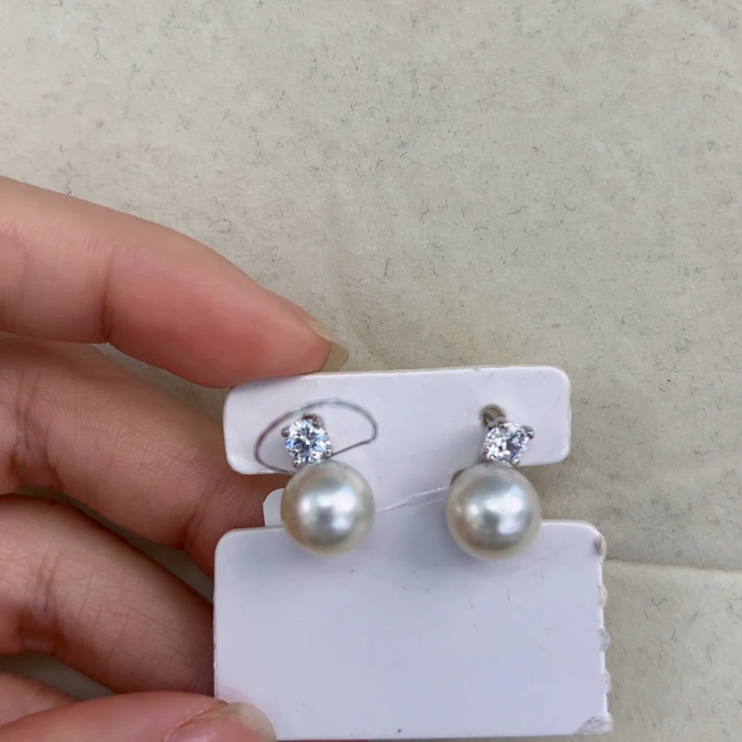 【闪购商品】海水珍珠耳饰银S925镶嵌澳白