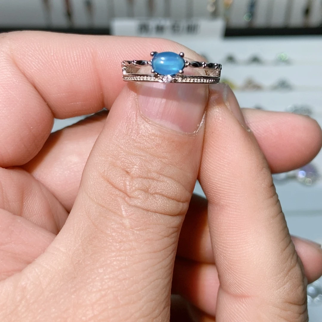 绿水晶戒指银S925镶嵌