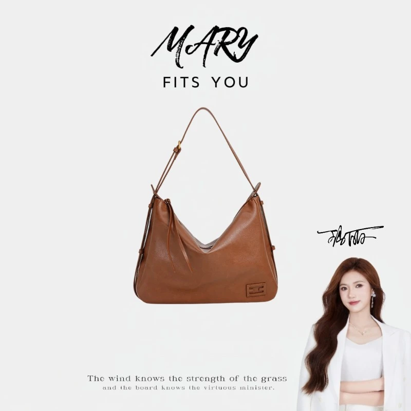 【Mary玛丽甄选】经典棕色复古慵懒风手提托特包-90095