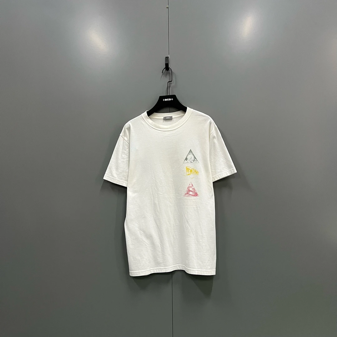 95新 DIOR/迪奥 jp914 206425 白色图案印花短袖 M码