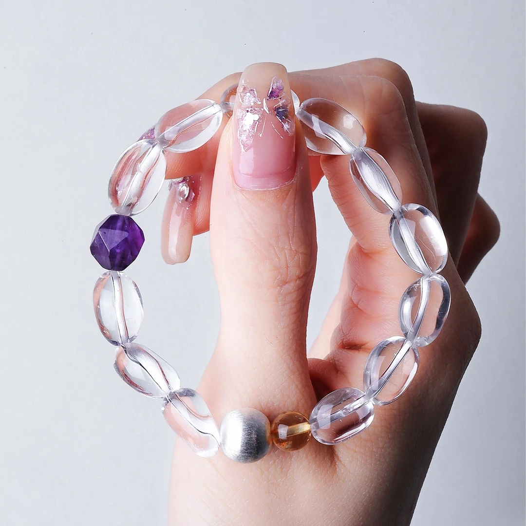 925银手链 七  S10530<八方来米>拉丝猫猫珠随形白水水手链