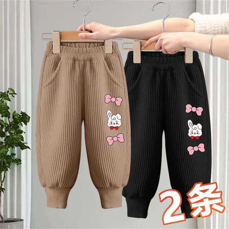 新款儿童灯芯绒休闲裤春秋款卫裤中大童外穿灯笼裤女童洋气长裤子