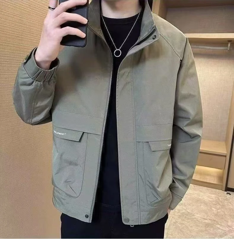 7701春季新款时尚休闲百搭立领男士休闲春装夹克外套