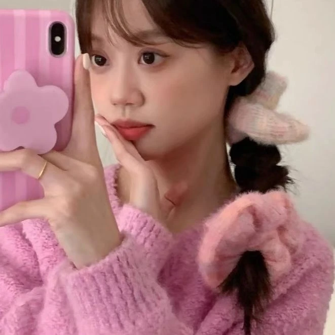 S545 温柔甜美马海毛针织发圈渐变冰淇淋头绳大肠发圈