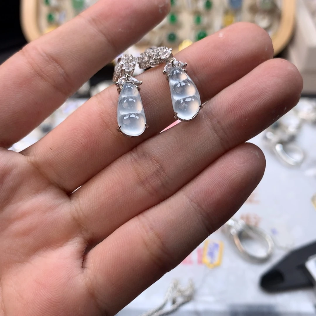 翡翠戒指银S925镶嵌天然缅甸翡翠A货