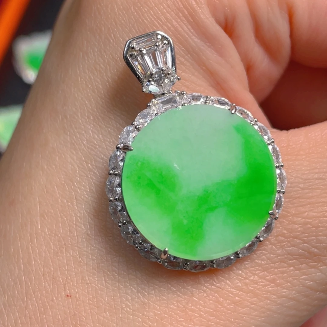 翡翠银S925镶嵌吊坠(不含链)