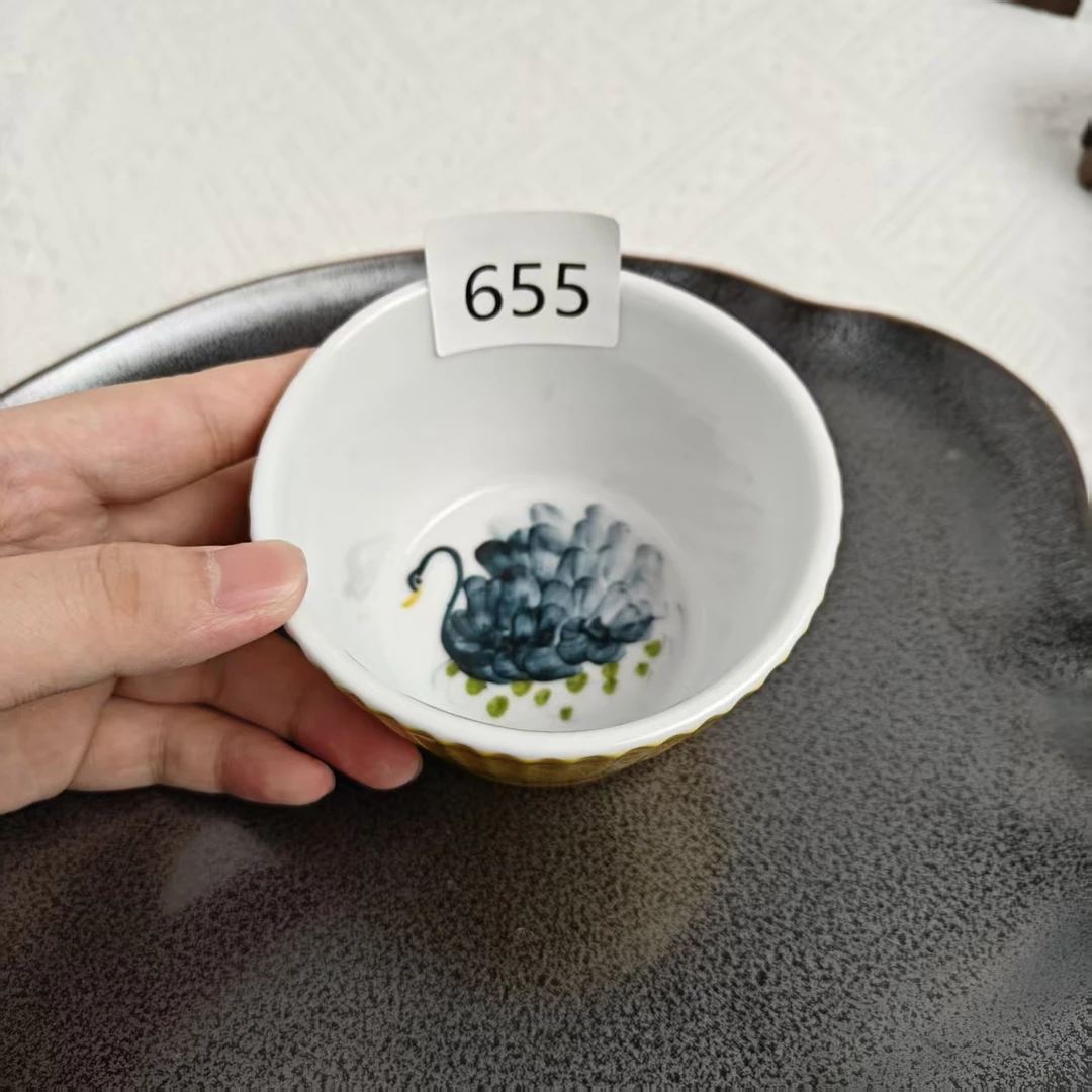景德镇手绘釉中彩（食品级）手工颜色釉蛋糕杯655可爱陶瓷茶杯茶具