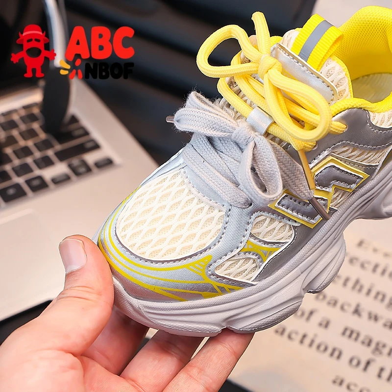 ABC NBOF童鞋女童运动鞋2025春秋新款网面透气软底男孩儿童跑步鞋