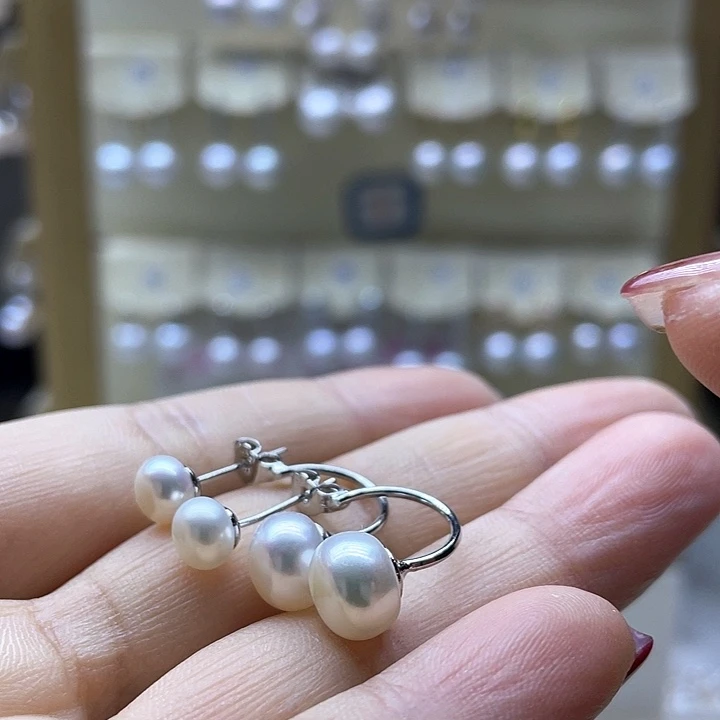 淡水珍珠耳饰银S925镶嵌