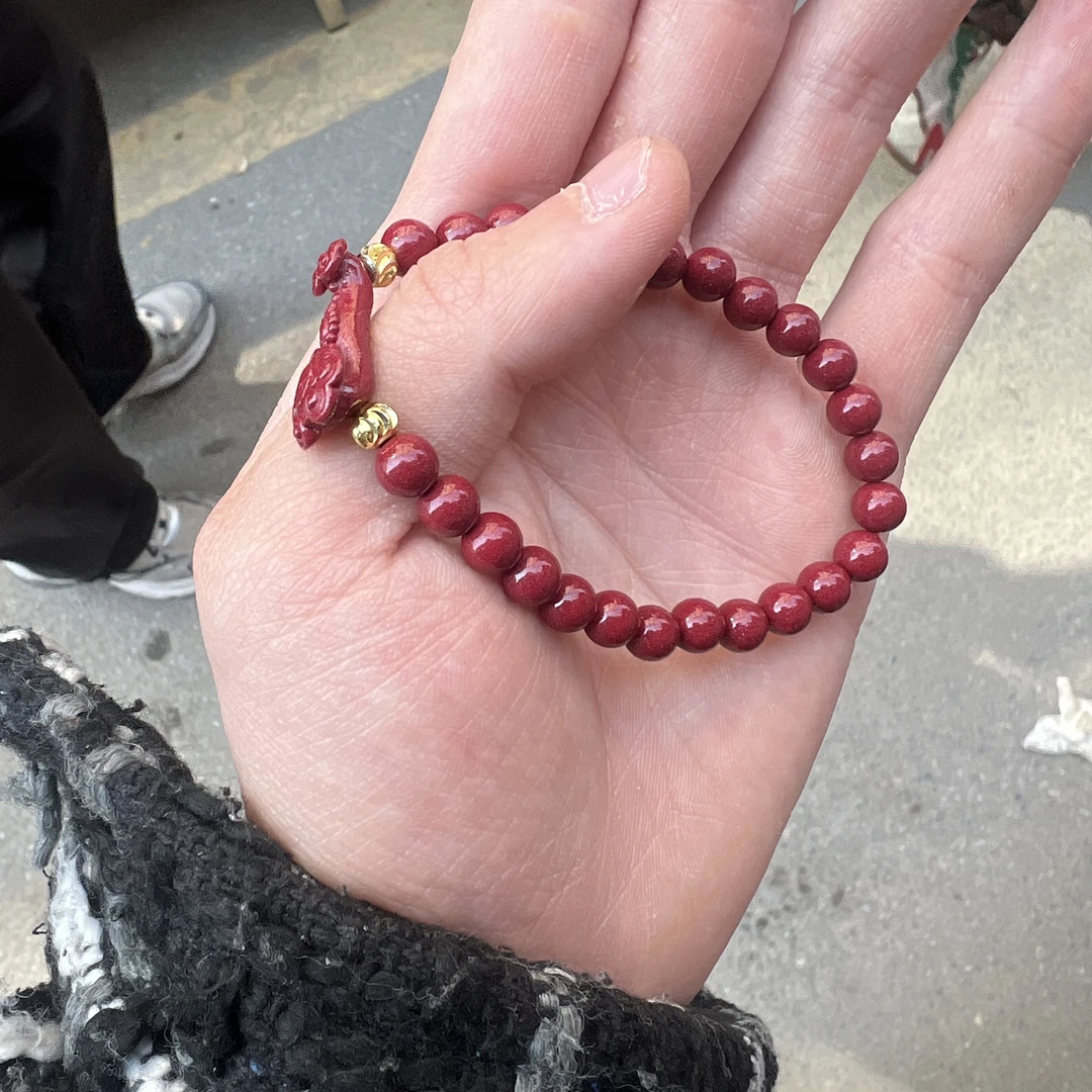 天然辰砂天然朱砂手串拍一发一