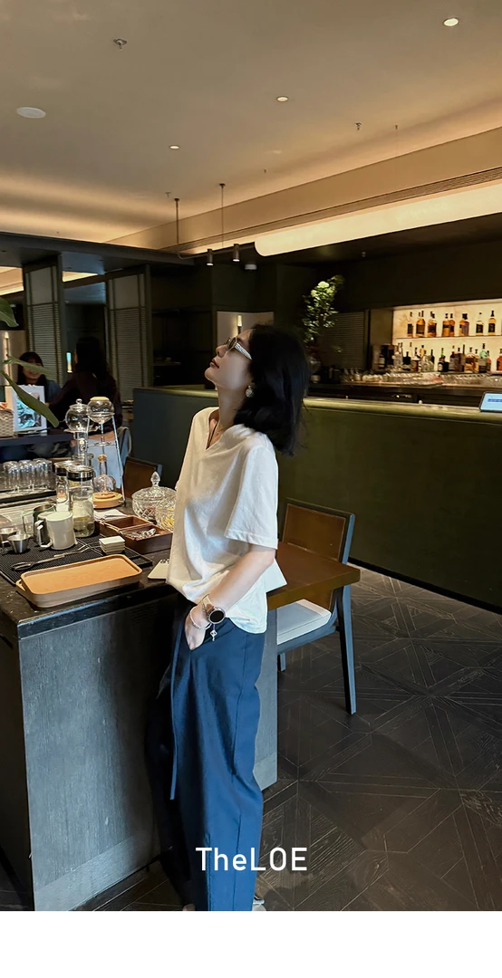 TheLOE/呼吸感蓝珍珠垂垂裤 全棉显瘦休闲裤#04.29K-G5210-1