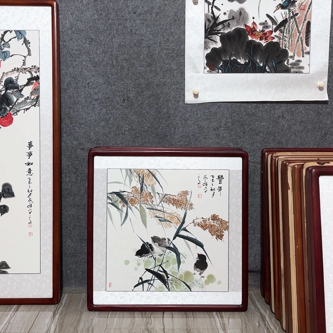 国画书画作品带框63×63