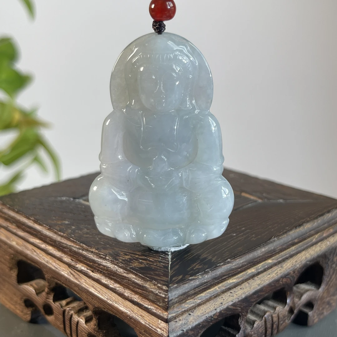 JCA17-45 天然缅甸A货翡翠  正装观音