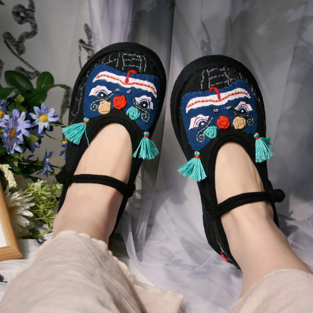 悦唐古韵财蛇夏季布鞋千层底中国风古风女鞋老北京布鞋软底圆头