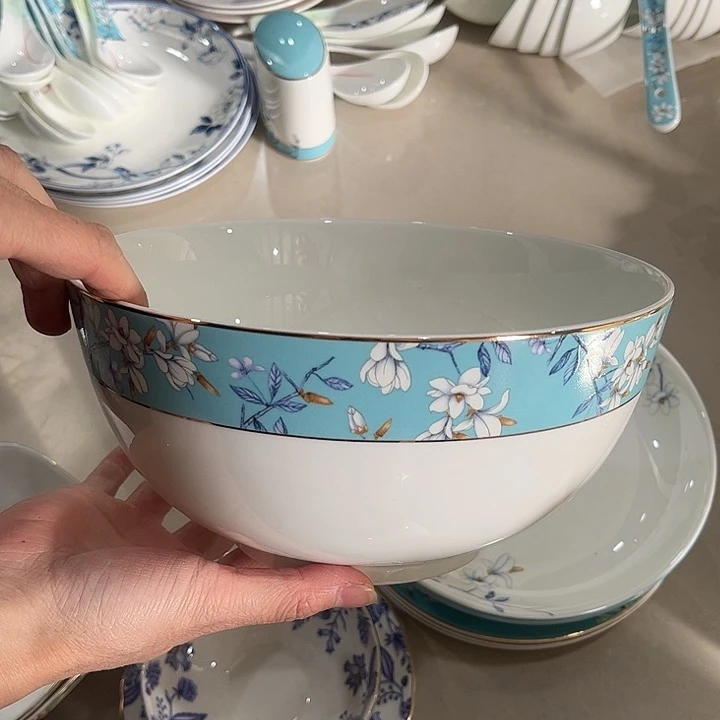 瓷片微瑕骨瓷汤盆一个水云间