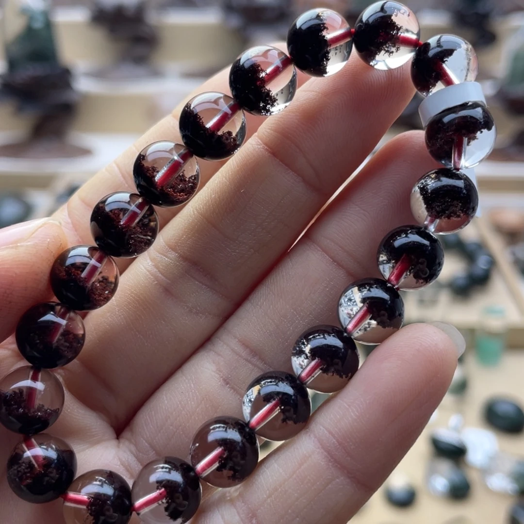 水晶未镶嵌手链红幽灵聚宝盆手串