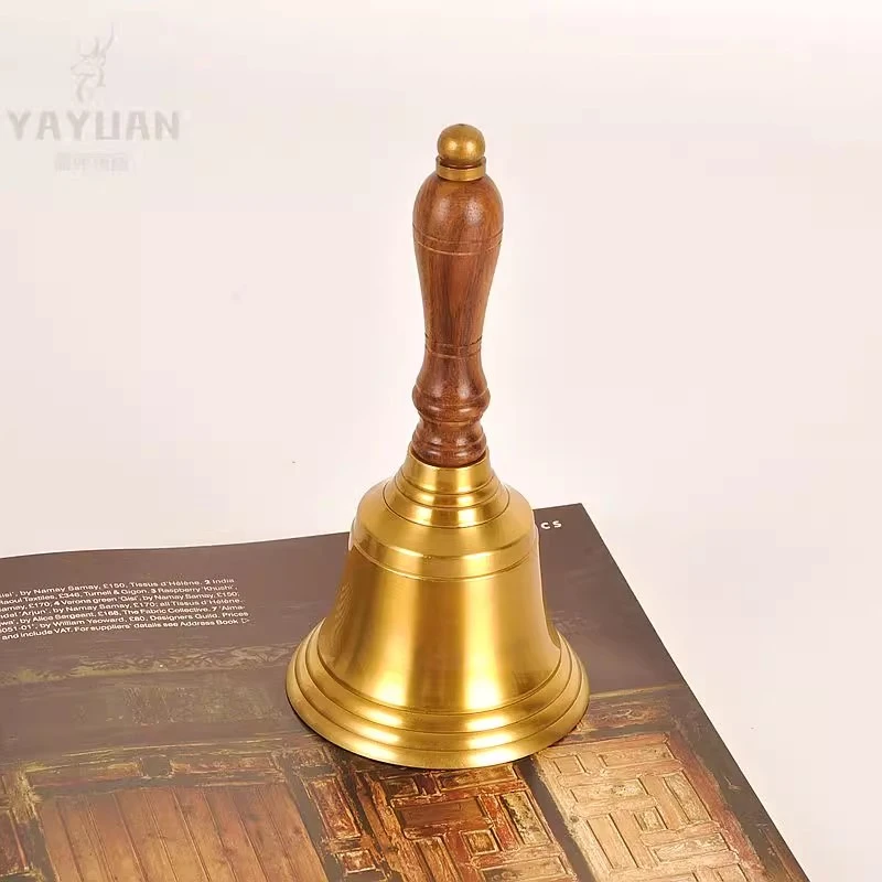 进口手工木柄手摇铃铛纯铜复古手摇铃铜质轻奢餐桌呼叫铃4811694