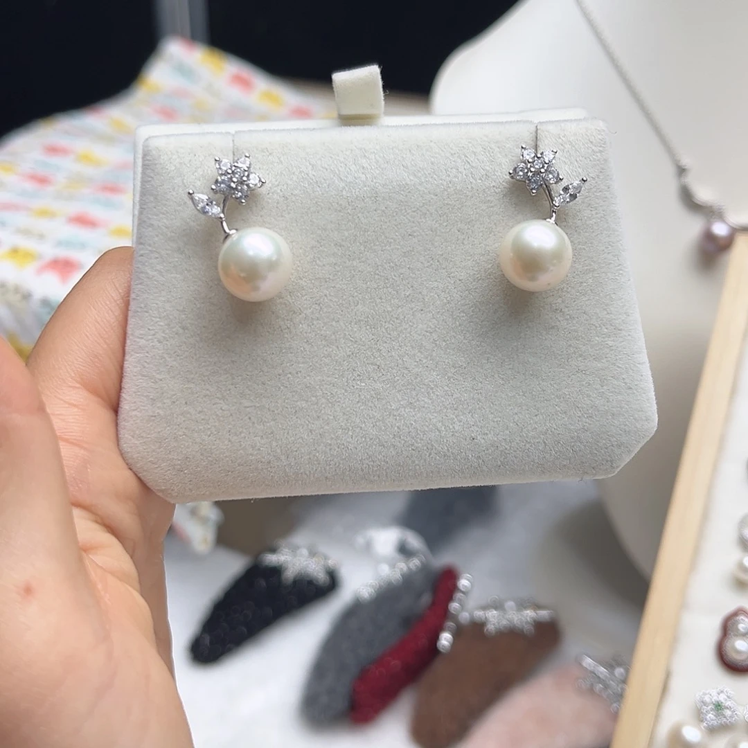 淡水珍珠耳饰银S925镶嵌