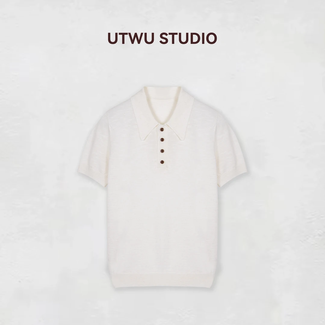 UTWU小敏「意式POLO」夏季棉麻混纺百搭经典纯色短袖Polo衫S25C1068