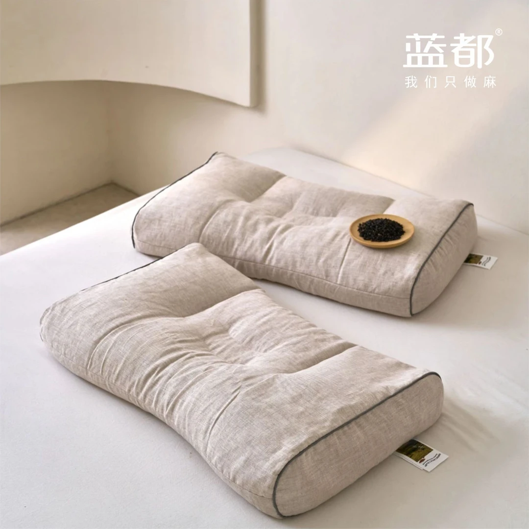 ｜秋收｜100%亚麻荞麦枕麻本色干爽透气成人家用立体绗缝纯色