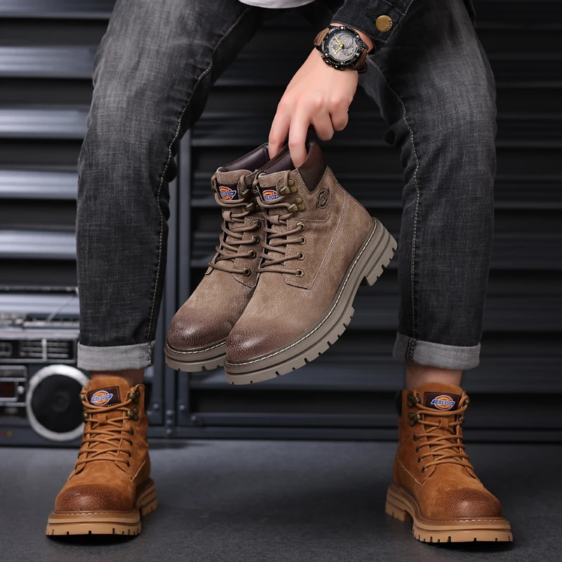 男士真皮马丁靴高帮增高户外男靴休闲风潮流运动