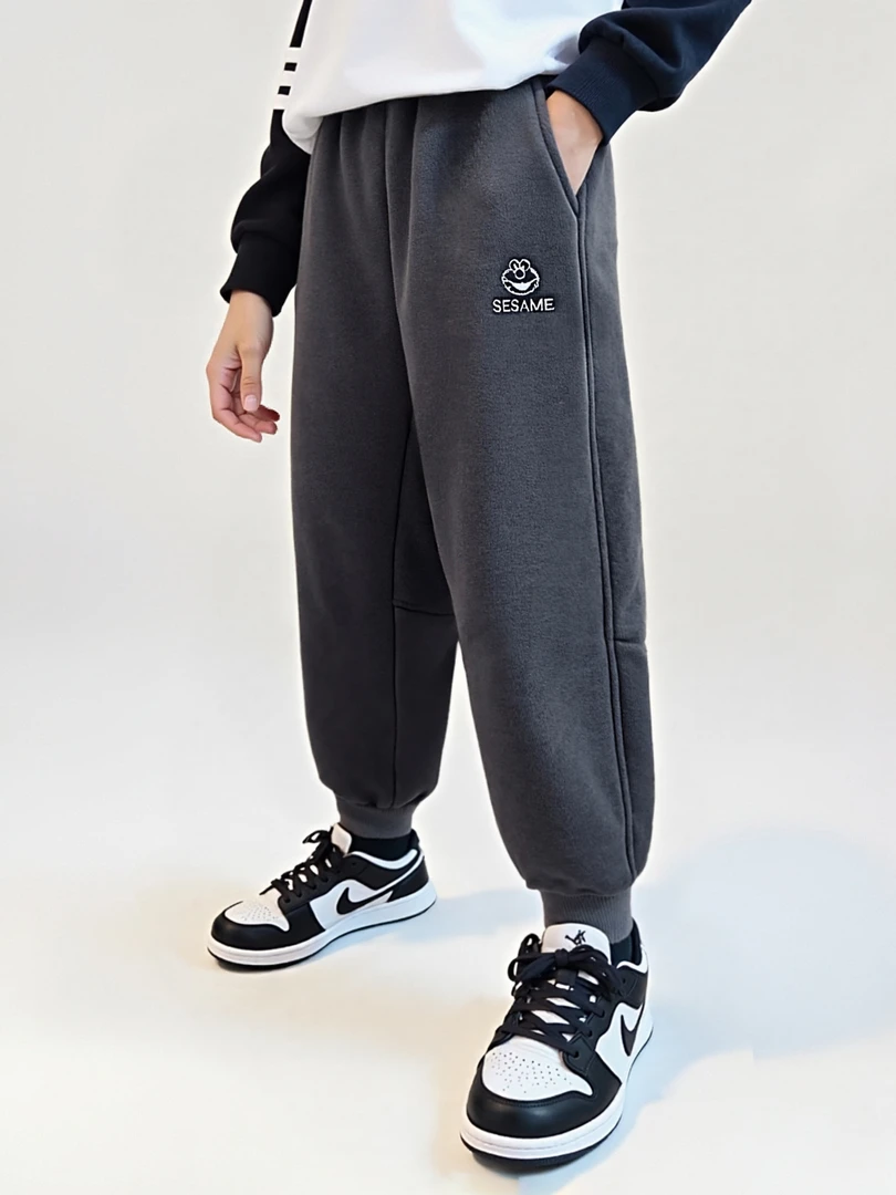 【退货包运费】480克儿童冬款韩版宽松百搭加绒加厚奥利绒卫裤2410