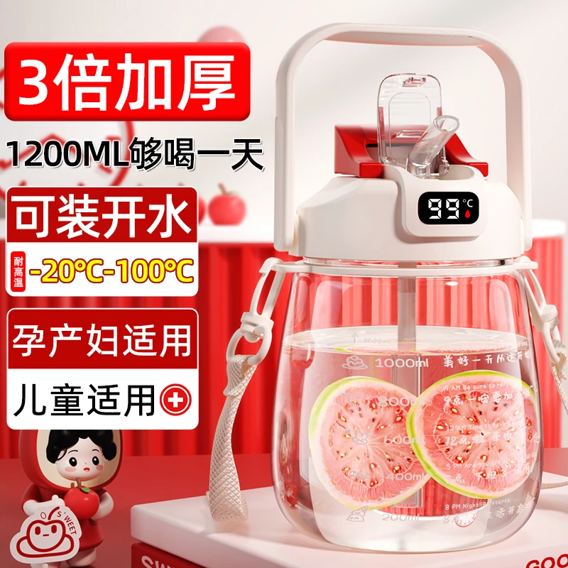 大肚杯运动墩墩水杯女新款2025食品级耐高温学生儿童大容量水壶瓶