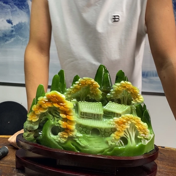 康***哥石材岫岩玉山水画作品