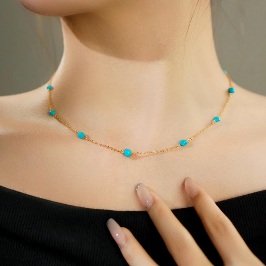 【美宁专属】S925绿松随形满天星项链 (约4mm) --XZ0008BZ