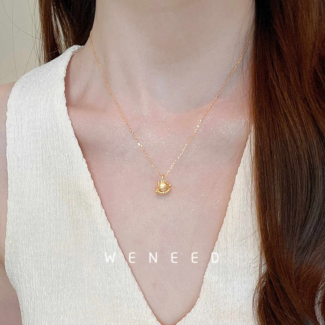 坠链均925银 项链女款2025新款新中式国风招财猫锁骨链礼物送闺蜜