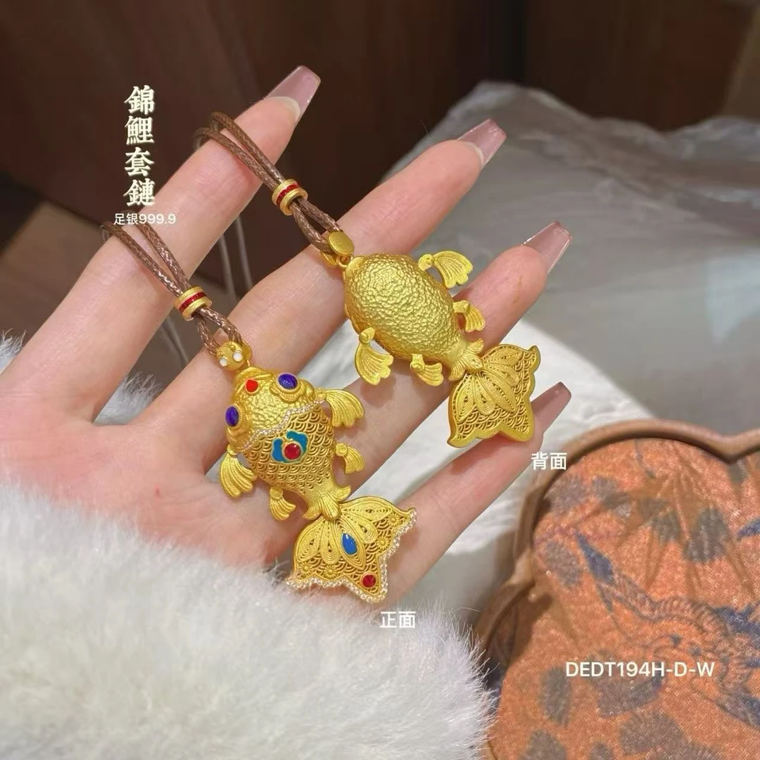 吊坠足银 足银999.9锦鲤套链足银吊坠吊坠