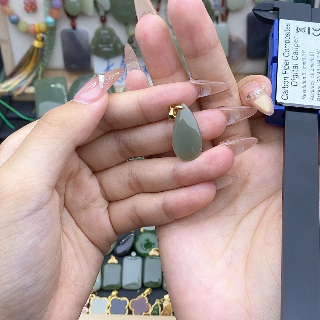 和田玉银S925镶嵌吊坠(不含链)